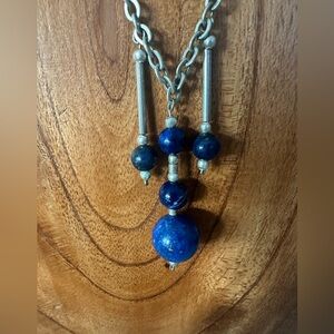 Lapis lazuli beads and 950 silver necklace